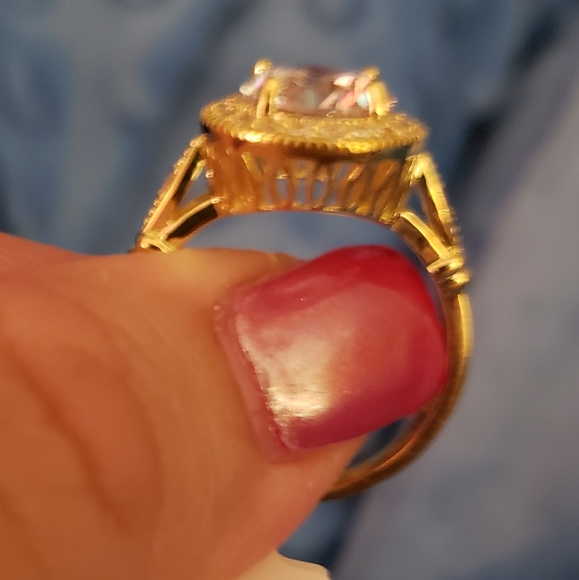 🌟Size 10 Ring White Cubic Zirconia 18K Gold Over Sterling Silver - Picture 9 of 9